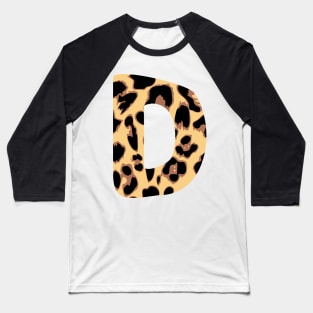 Letter D Initial Cheetah Monogram Sticker Baseball T-Shirt